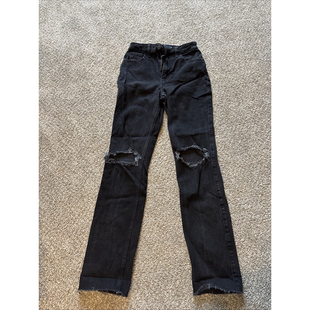 Womens Hollister Black Ultra High Rise 90's Vintage Straight Jeans Size 23X31